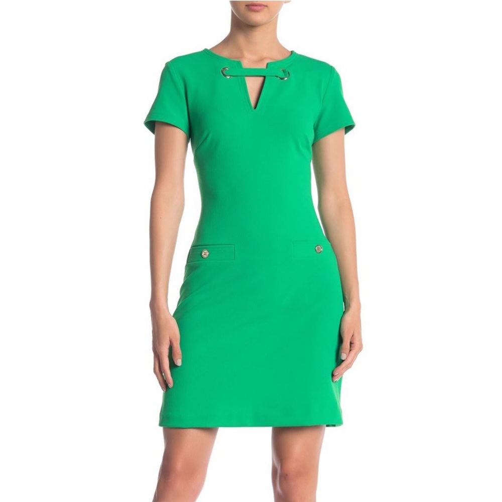 Tommy Hilfiger Green Scuba Crepe Sheath Dress | 2